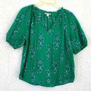 Knox Rose Green and Blue Paisley Blouse peasant style size S